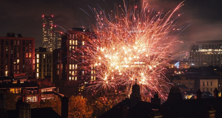 Manchester New Year's Eve fireworks.