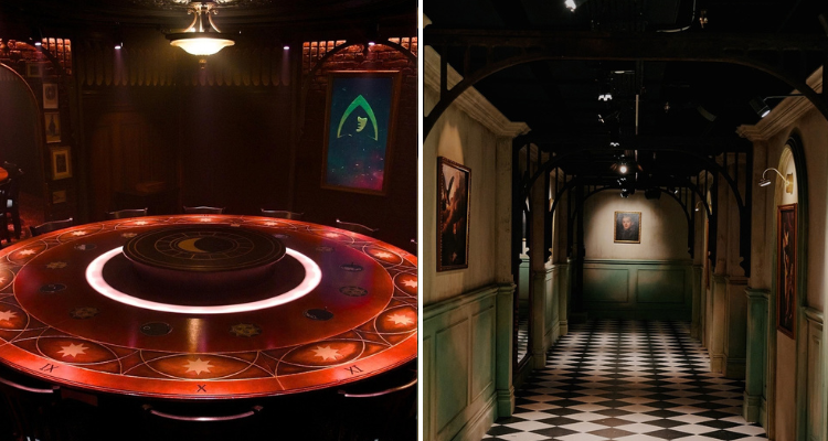 The round table and hallway from The Traitors: Live Experience.