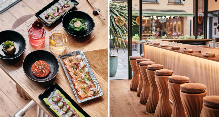 Ukiyo interiors and food at the bar.
