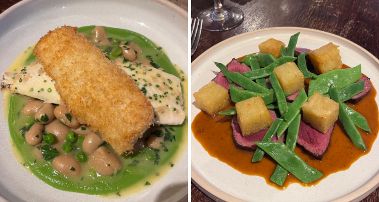Image of venison and plaice dishes at The Bildeston Crown in Suffolk.