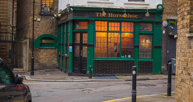 The exterior of The Horseshoe pub in London.