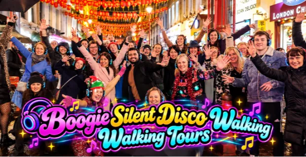 Christmas Boogie Shoes Silent Disco Walking Tour Lights Central London Fun
