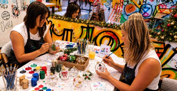 Pizza & Xmas Bauble Painting