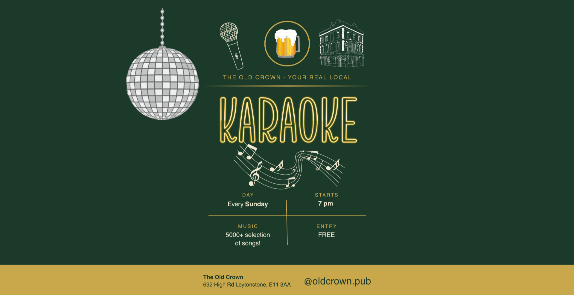 FREE Sunday Karaoke @ The Old Crown Leytonstone